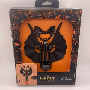 NIB Bar Shop 2-in-1 Bat-Shaped Corkscrew & Bottle Opener Black Goth Halloween